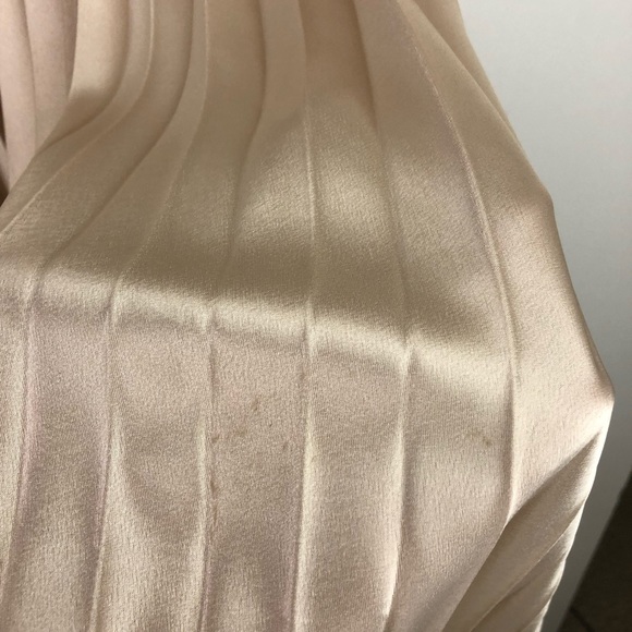 Badgley Mischka Cream Strapless Accordian Pleat Maxi Dress Size 2 - Picture 14 of 16